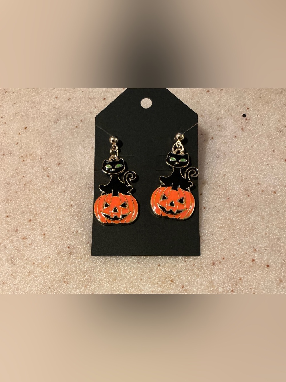 Halloween Black Cat and Orange Jack-O'-Lantern Drop Earrings - Women Jewelry